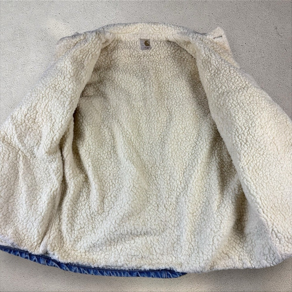 Vintage 70s Carhartt Denim‎ Sherpa Barn Chore Coat Jacket Men's 42 USA - Picture 3 of 8
